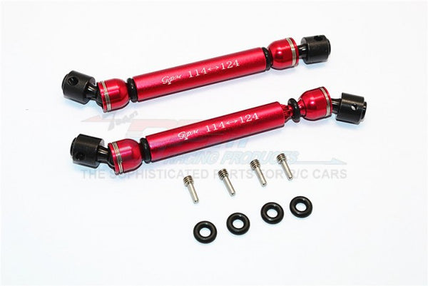 Gmade Sawback GS01 & Sawback 4LS Steel+Aluminum Front & Rear Main Drive Shaft (114mm-124mm) - 1Pr Set Red