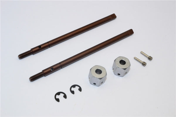 Gmade Sawback Spring Steel Rear Drive Shaft (L98mm, R102mm) With 11mm Hex Adapter For 5mm Wider - 2Pcs Set Gray Silver