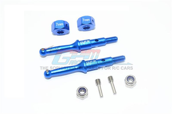 Tamiya T3-01 Dancing Rider Trike Aluminum Rear Wheel Shaft With Hex Adapter (7mm) - 8Pc Set Blue