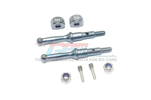 Tamiya T3-01 Dancing Rider Trike Aluminum Rear Wheel Shaft With Hex Adapter (7mm) - 8Pc Set Gray Silver