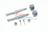 Tamiya T3-01 Dancing Rider Trike Stainless Steel Rear Wheel Shaft With Aluminum Hex Adapter (+2mm) - 4Pc Set Gray Silver