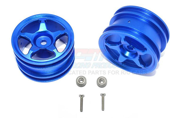 Tamiya T3-01 Dancing Rider Trike Aluminum Rear Wheel (5 Poles Design) - 1Pr Set Blue