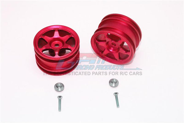 Tamiya T3-01 Dancing Rider Trike Aluminum Rear Wheel (6 Poles Design) - 1Pr Set Red