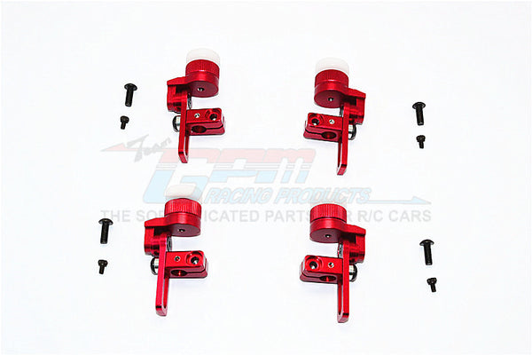 Tamiya TA02T Aluminum Front & Rear Body Post Mount With 12mm Magnet - 4Pcs Set Red