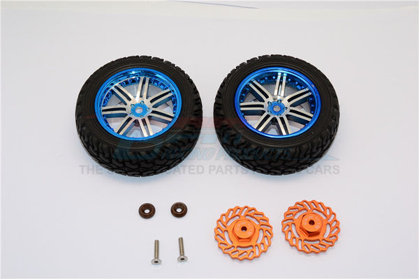 Traxxas LaTrax Teton & LaTrax SST Aluminum Front Brake Disk +2.5mm Thick With Wheels & Tires - 1Pr Set Orange