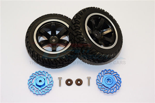 Traxxas LaTrax Teton & LaTrax SST Aluminum Brake Disk +2.5mm Thick With Tires And Wheels - 4Pcs Set Blue+Black