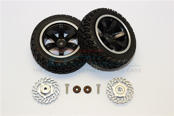 Traxxas LaTrax Teton & LaTrax SST Aluminum Brake Disk +2.5mm Thick With Tires And Wheels - 4Pcs Set Gray+Black