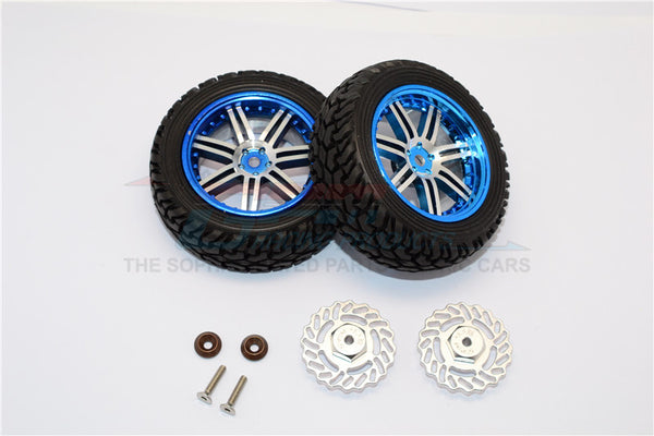 Traxxas LaTrax Teton & LaTrax SST Aluminum Rear Brake Disk +5.5mm Thick With Wheels & Tires - 1Pr Set Silver
