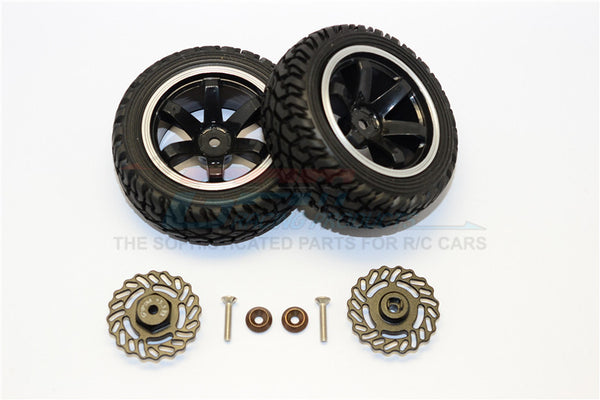 Traxxas LaTrax Teton & LaTrax SST Aluminum Brake Disk +5.5mm Thick With Tires And Wheels - 4Pcs Set Black+Black