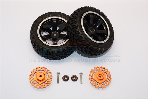 Traxxas LaTrax Teton & LaTrax SST Aluminum Brake Disk +5.5mm Thick With Tires And Wheels - 4Pcs Set Orange+Black
