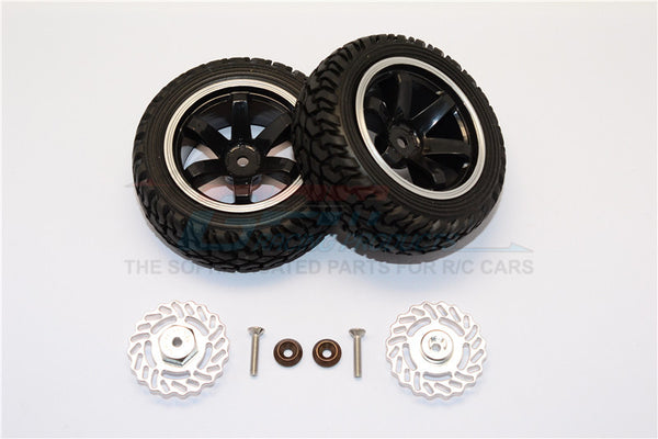 Traxxas LaTrax Teton & LaTrax SST Aluminum Brake Disk +5.5mm Thick With Tires And Wheels - 4Pcs Set Silver+Black