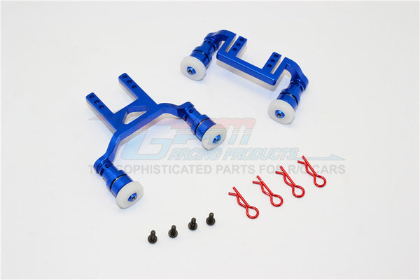 Traxxas LaTrax Teton Aluminum Front+Rear Body Mount & Magnet Post - 1 Set Blue