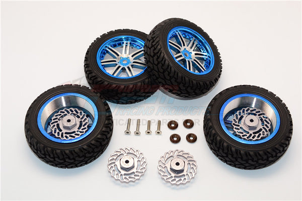 Traxxas LaTrax Teton & LaTrax SST Aluminum Front +2.5mm, Rear +5.5mm Brake Disk + Wheels & Tires - 2Prs Set Gray Silver