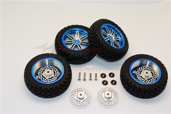 Traxxas LaTrax Teton & LaTrax SST Aluminum Front +2.5mm, Rear +5.5mm Brake Disk + Wheels & Tires - 2Prs Set Silver
