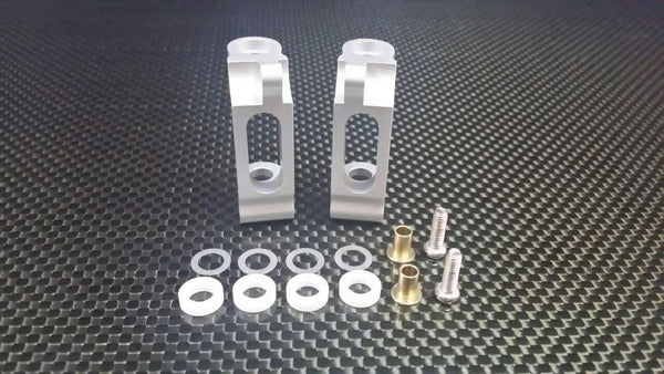 Tamiya TL01 / M03 / Wild Dagger Aluminum Bearing C-Hub (Exclude Bearing) With Collars & Screws - 1Pr Set Silver