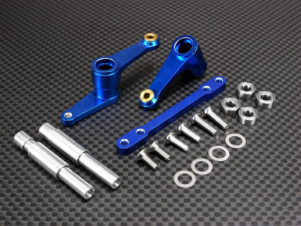 Traxxas T-Maxx Aluminum Steering with Plate+ 4Pcs 5X8 Bearing - 1 Set Blue