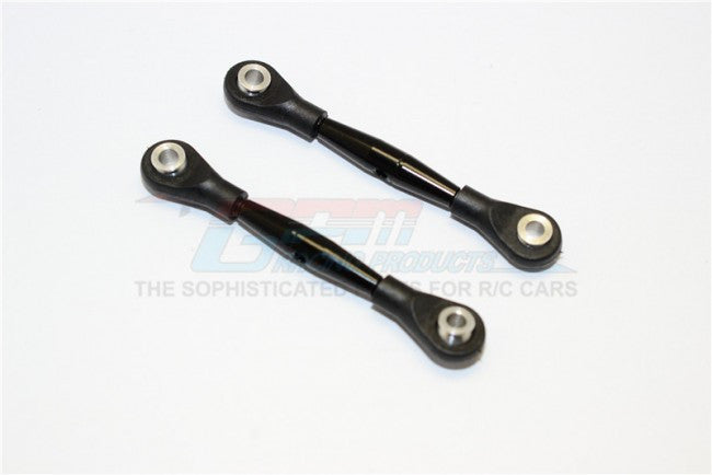 Aluminum 3mm Clockwise And Anticlockwise Turnbuckles With 12.5mm Long Plastic Ends & 5.8X3X6mm Balls (Total Length 59mm-63mm, From Hole To Hole 50mm-54mm) - 1Pr Black