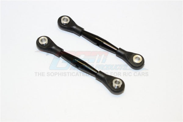 Aluminum 3mm Clockwise And Anticlockwise Turnbuckles With 12.5mm Long Plastic Ends & 5.8X3X6mm Balls (Total Length 59mm-63mm, From Hole To Hole 50mm-54mm) - 1Pr Black