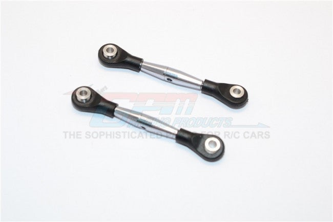 Aluminum 3mm Clockwise And Anticlockwise Turnbuckles With 12.5mm Long Plastic Ends & 5.8X3X6mm Balls (Total Length 59mm-63mm, From Hole To Hole 50mm-54mm) - 1Pr Gray Silver