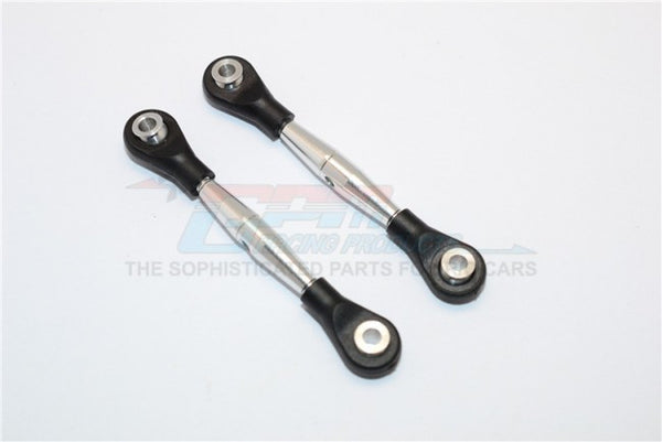 Aluminum 3mm Clockwise And Anticlockwise Turnbuckles With 12.5mm Long Plastic Ends & 5.8X3X6mm Balls (Total Length 59mm-63mm, From Hole To Hole 50mm-54mm) - 1Pr Silver