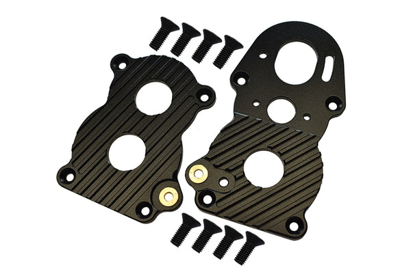 Tamiya Truck Scania R620 Highline Aluminum Gear Box Heatsink Plate With Fins - 2Pcs Black