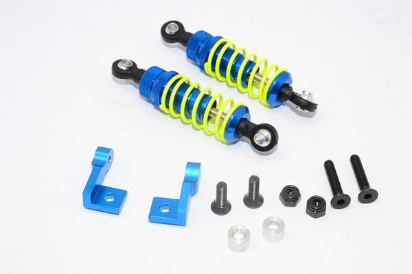 Tamiya Truck Scania R620 Highline Aluminum Front Adjustable Spring Damper With Lock Nuts & Collars & Mounts & Screws - 1Pr Set Blue
