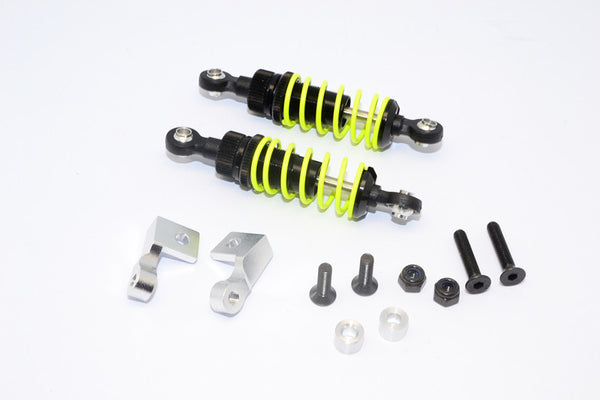 Tamiya Truck Scania R620 Highline Aluminum Front Adjustable Spring Damper With Lock Nuts & Collars & Mounts & Screws - 1Pr Set Black