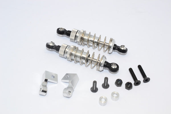 Tamiya Truck Scania R620 Highline Aluminum Front Adjustable Spring Damper With Lock Nuts & Collars & Mounts & Screws - 1Pr Set Silver