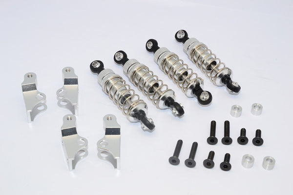 Tamiya Truck Scania R620 Highline Aluminum Rear Adjustable Spring Damper With Mounts & Collars & Screws - 2Prs Set Silver