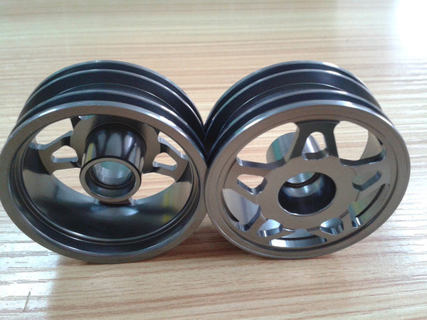 Tamiya 1/14 Truck Aluminum Front Wheel (5 Star) - 1Pr Gray Silver