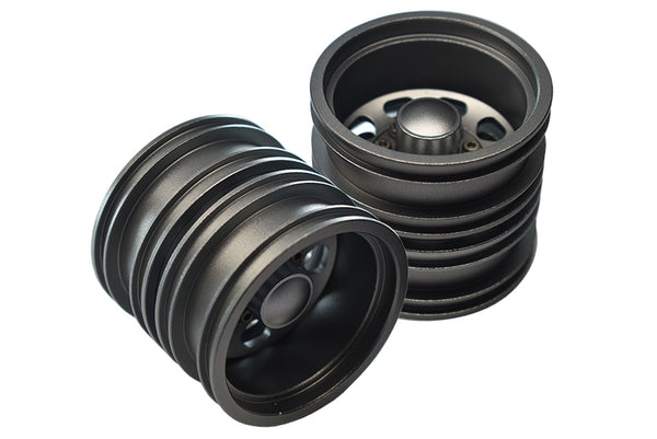 Tamiya 1/14 Truck Aluminum Rear Wheel (9 Holes) - 2Prs Gray Silver