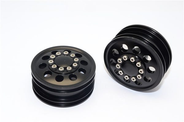 Tamiya 1/14 Truck Aluminum Front Wheel (10 Holes) - 1Pr Black