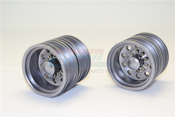 Tamiya 1/14 Truck Aluminum Rear Wheel (10 Holes) - 2Prs Gray Silver