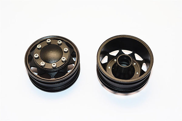 Tamiya 1/14 Truck Aluminum Rear Wheel With Hex Driver - 1Pr Set Black