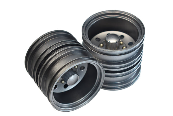 Tamiya 1/14 Truck Aluminum Rear Wheel 9-Hole Design - 1Pr Set Gray Silver