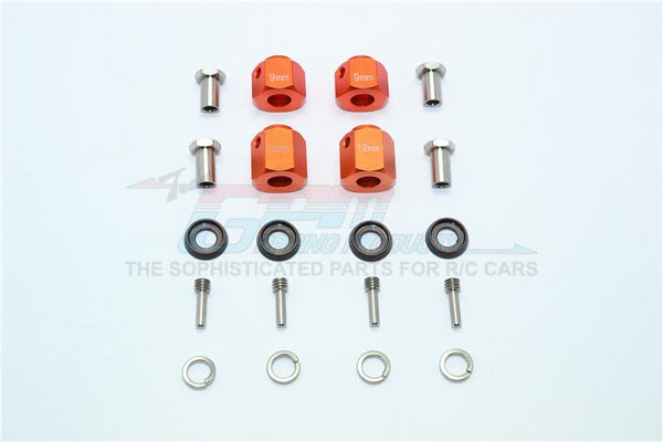 Traxxas TRX-4 Trail Defender Crawler Aluminum Hex Adapters 9mm & 12mm Thick - 20Pcs Set Orange