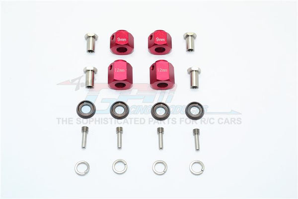 Traxxas TRX-4 Trail Defender Crawler Aluminum Hex Adapters 9mm & 12mm Thick - 20Pcs Set Red