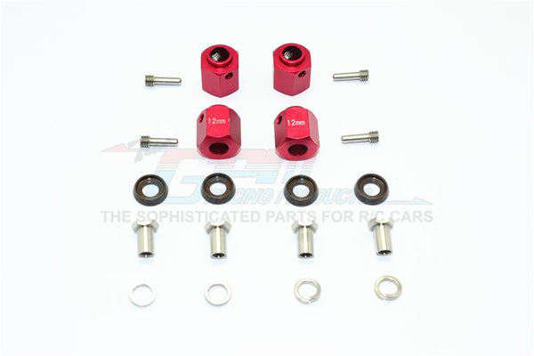 Traxxas TRX-4 Trail Defender Crawler Aluminum Wheel Hex Adapters 12mm - 4Pcs Set Red