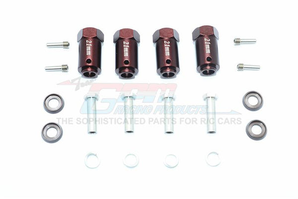 Traxxas TRX-4 Trail Defender Crawler Aluminum Wheel Hex Adapters 21mm - 4Pc Set Brown