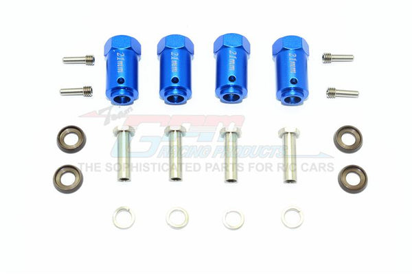Traxxas TRX-4 Trail Defender Crawler Aluminum Wheel Hex Adapters 21mm - 4Pc Set Blue