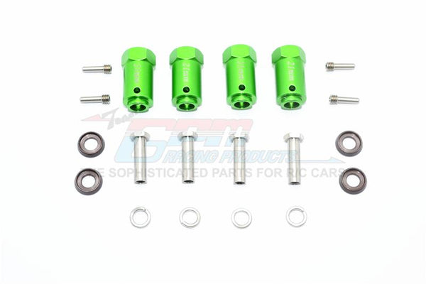 Traxxas TRX-4 Trail Defender Crawler Aluminum Wheel Hex Adapters 21mm - 4Pc Set Green