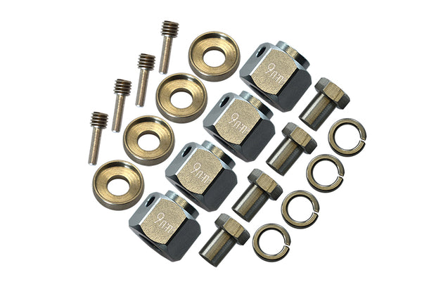 Traxxas TRX-4 Trail Defender Crawler / TRX-6 Mercedes-Benz G63 Aluminum Wheel Hex Adapters 9mm - 4Pcs Set Gray Silver