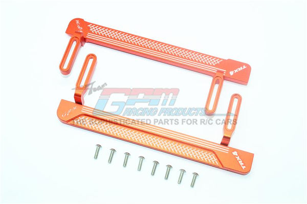 Traxxas TRX-4 Defender / Tactical Unit / Blazer Upgrade Parts Aluminum Side Steps (Reticulated Pattern A) - 1Pr Set Orange