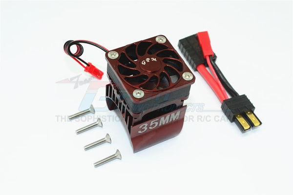 Traxxas TRX-4 Trail Defender Crawler Aluminum 35mm Motor Heatsink With Cooling Fan - 1 Set Brown
