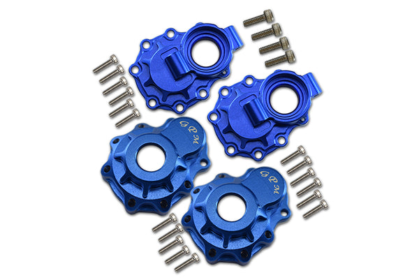 Traxxas TRX-4 Trail Defender Crawler / TRX-6 Mercedes-Benz G63 Aluminum Rear Knuckle Arm Inner Case With Outer Portal Cover - 1Pr Set Blue