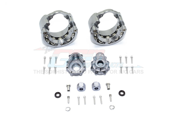 Traxxas TRX-4 Trail Defender Crawler / TRX-6 Mercedes-Benz G63 Aluminum Pendulum Wheel Knuckle Axle Weight + 9mm Hex Adapter With Outer Portal Case - 1Pr Set Gray Silver