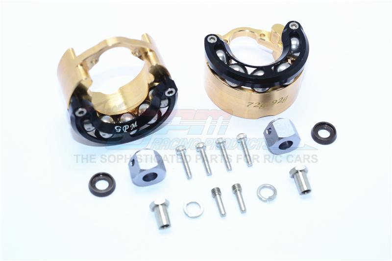 Traxxas TRX-4 Trail Defender Crawler Brass Pendulum Wheel Knuckle Axle Weight With Alloy Lid + 9mm Hex Adapter - 1Pr Set Black