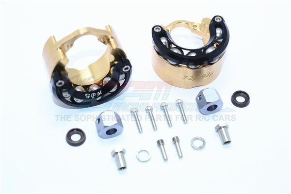 Traxxas TRX-4 Trail Defender Crawler Brass Pendulum Wheel Knuckle Axle Weight With Alloy Lid + 9mm Hex Adapter - 1Pr Set Black