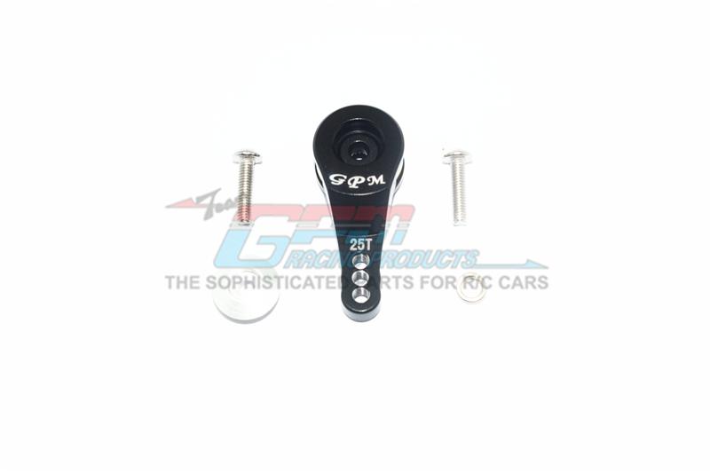 Traxxas TRX-4 Defender / Tactical Unit / Ford Bronco Aluminum 25T Servo Horn With Built-In Spring (3 Positioning Holes) - 1Pc Set Black