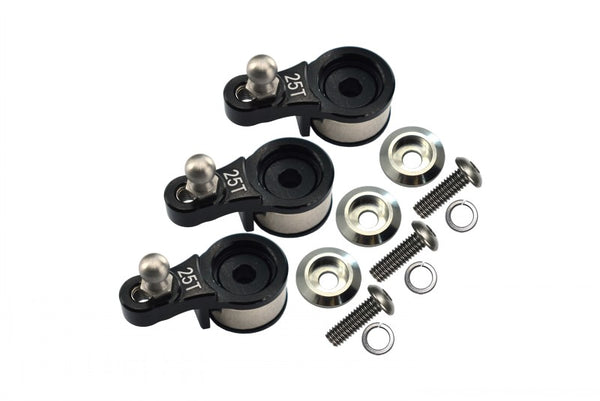 Traxxas TRX-4 Trail Defender Crawler Aluminum Servo Horn With Built-In Spring (For Locking Diff) - 3Pc Set Black